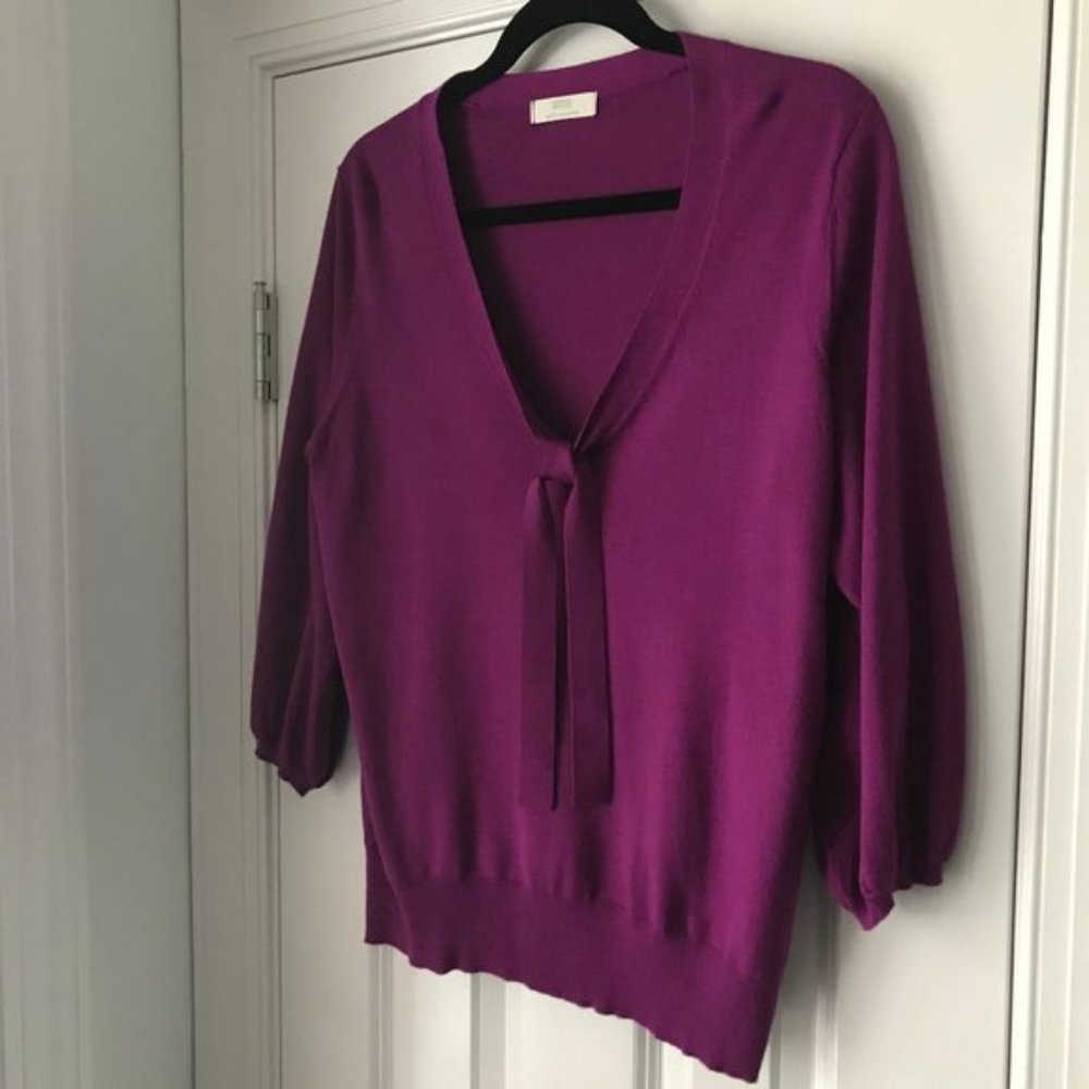 💗 NEW M&S Berry Soft Knit Tie Neck Sweater 16 - Picture 8 of 9